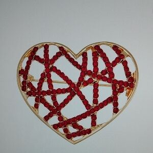 **CLEARANCE** Napier Red and Gold Heart Brooch